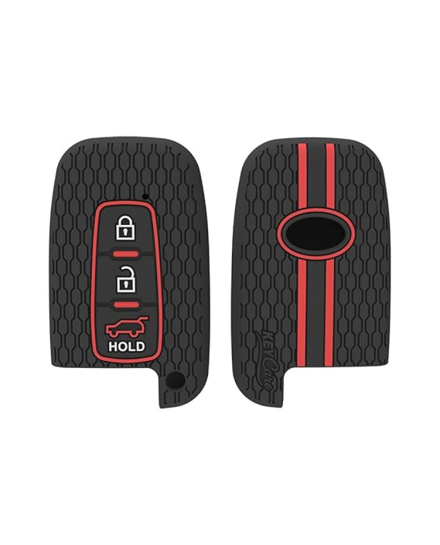 Keycare Silicon Key Cover KC76 Compatible for Hyundai i20, Verna, Elantra Old 3 Button Smart Key | Black